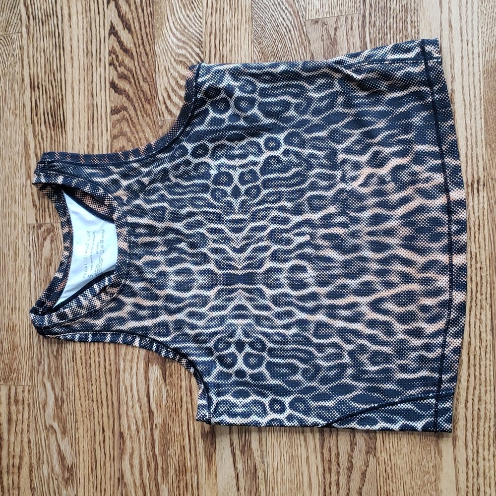 (S) Yogalicious Lux Leopard Print Top Activewear Yoga Racerback Athletic Stretch